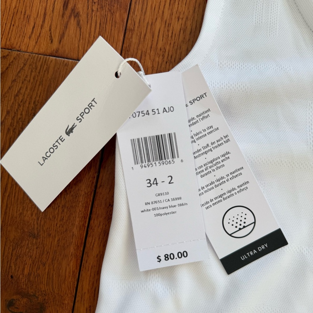 Lacoste Sport Women's White Tank Top with Colorful Straps - size Small - Picture 7 of 12